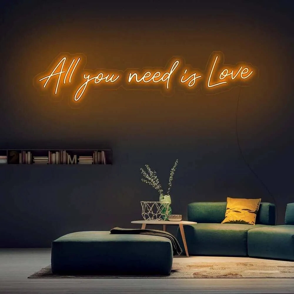 'All You Need Is Love' LED Neon Sign - neon32 - Neon32 - Neonbeach - Sculpt Neon - Custom Neon - Neon87 -Yellow Pop