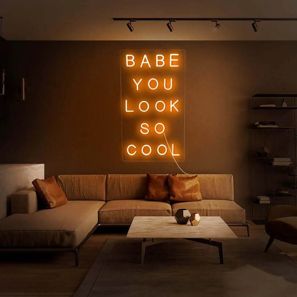 'Babe You Look So Cool' LED Neon Sign - neon32 - Neon32 - Neonbeach - Sculpt Neon - Custom Neon - Neon87 -Yellow Pop