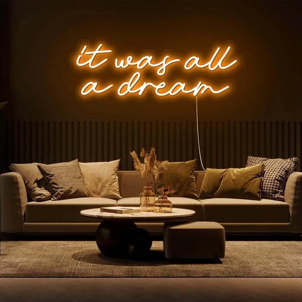 'It Was All A Dream' 2 LED Neon Sign - neon32 - Neon32 - Neonbeach - Sculpt Neon - Custom Neon - Neon87 -Yellow Pop