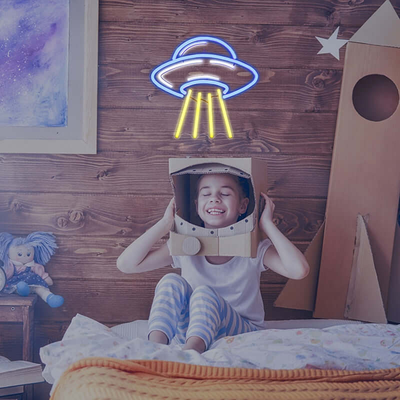 Wanxing LED Neon Sign Light Spaceship Shaped for Game Room Decor Xmas Party Holiday Wedding Shop Bar Home Room Decoration Gift - neon32