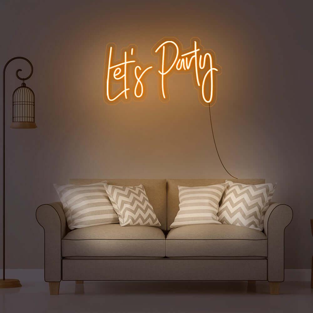 'Let's Party' LED Neon Sign - neon32 - Neon32 - Neonbeach - Sculpt Neon - Custom Neon - Neon87 -Yellow Pop